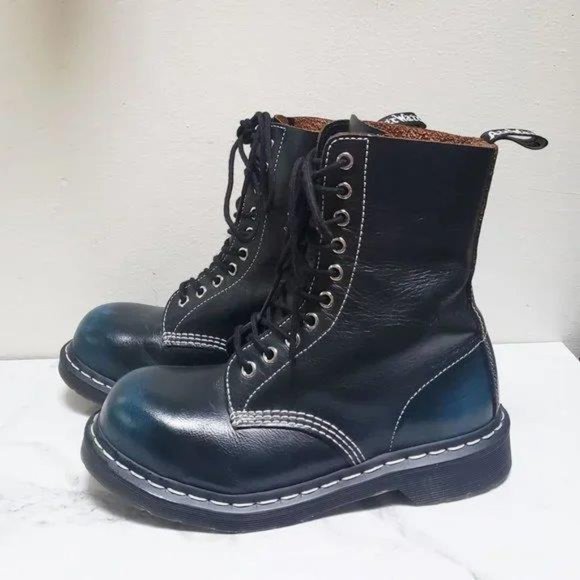 Dr. Martens 1919 Blue Rogue Steel-Toe 10 Eye Boots - Picture 4 of 13